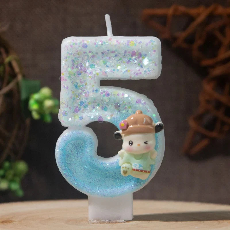 Pacha Dog 0–9 Numbered Birthday Candles Pink Cartoon Cake Topper Birthday Cake Candles Qme