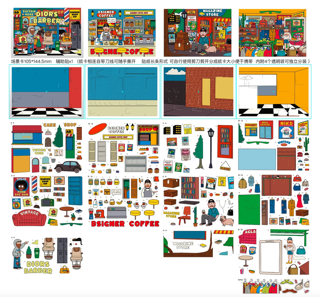 3D Miniature Comic Scene DIY Stickers – American Cartoon DIY Craft Stickers Qme