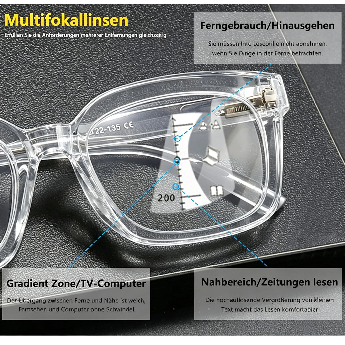 VOPHA Multifocal Progressive Reading Glasses | Blue Light Block Progressive Reading Glasses Qst