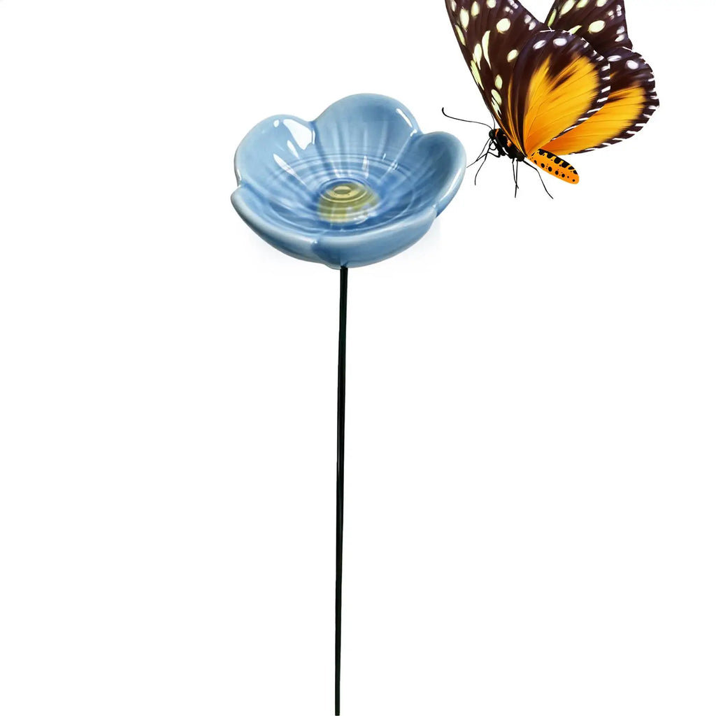 Ceramic Bee & Bird Waterer Bowl – Decorative Yard Water Feeder Bird & Bee Waterer Qme