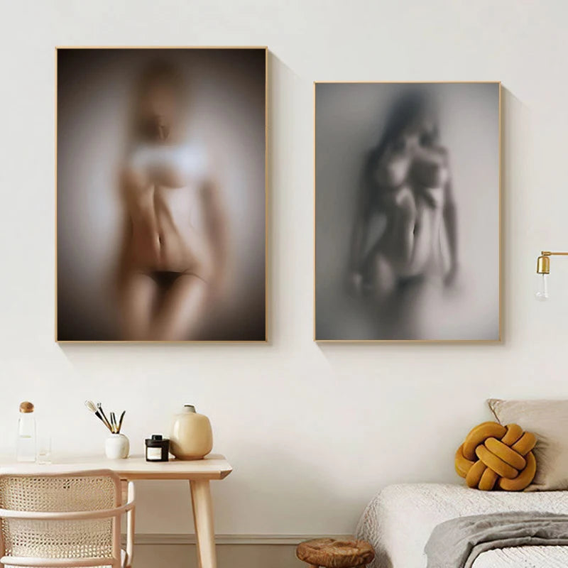 Woman Silhouette Canvas Wall Art – Nordic Modern Abstract Print Canvas Wall Art Qst