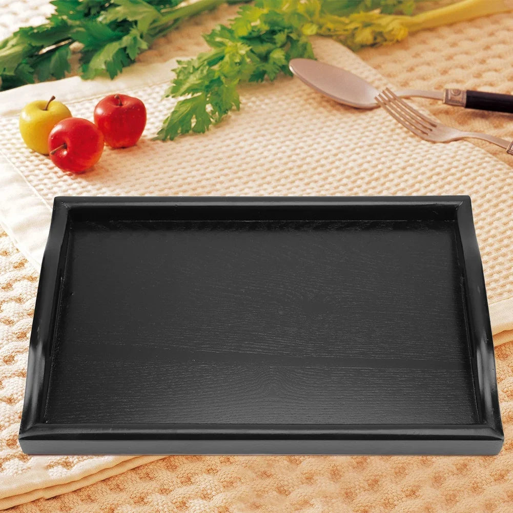 Wooden Serving Tray with Handles – Rectangle Tea & Snack Board Wooden Serving Tray Qme