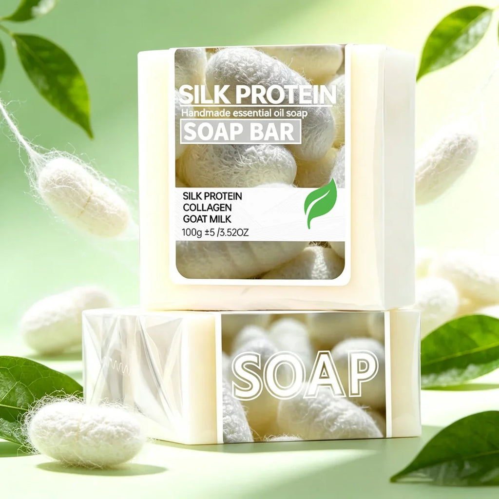 Silk Protein Goat Milk Collagen Moisturizing Cleansing Soap – 2pc Moisturizing Bar Soap Qme
