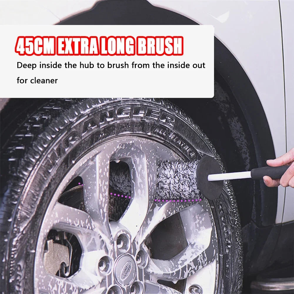Microfiber Car Wheel Wash Brush – Non-Slip Soft Handle Car Wheel Wash Brush Qme