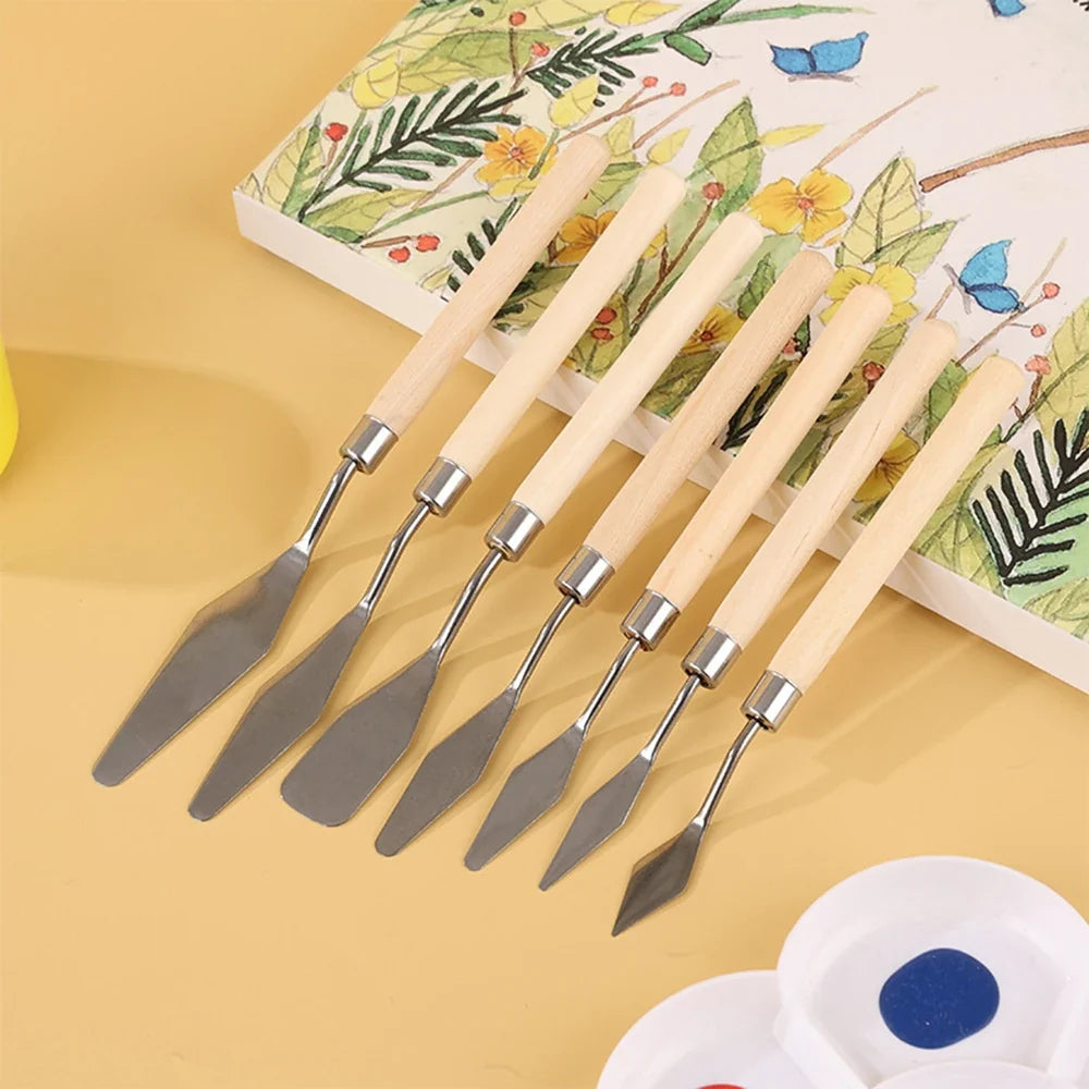 Palette Knife Set – Stainless Steel Blade & Wood Handle Art Tool Palette Knife Set Qme