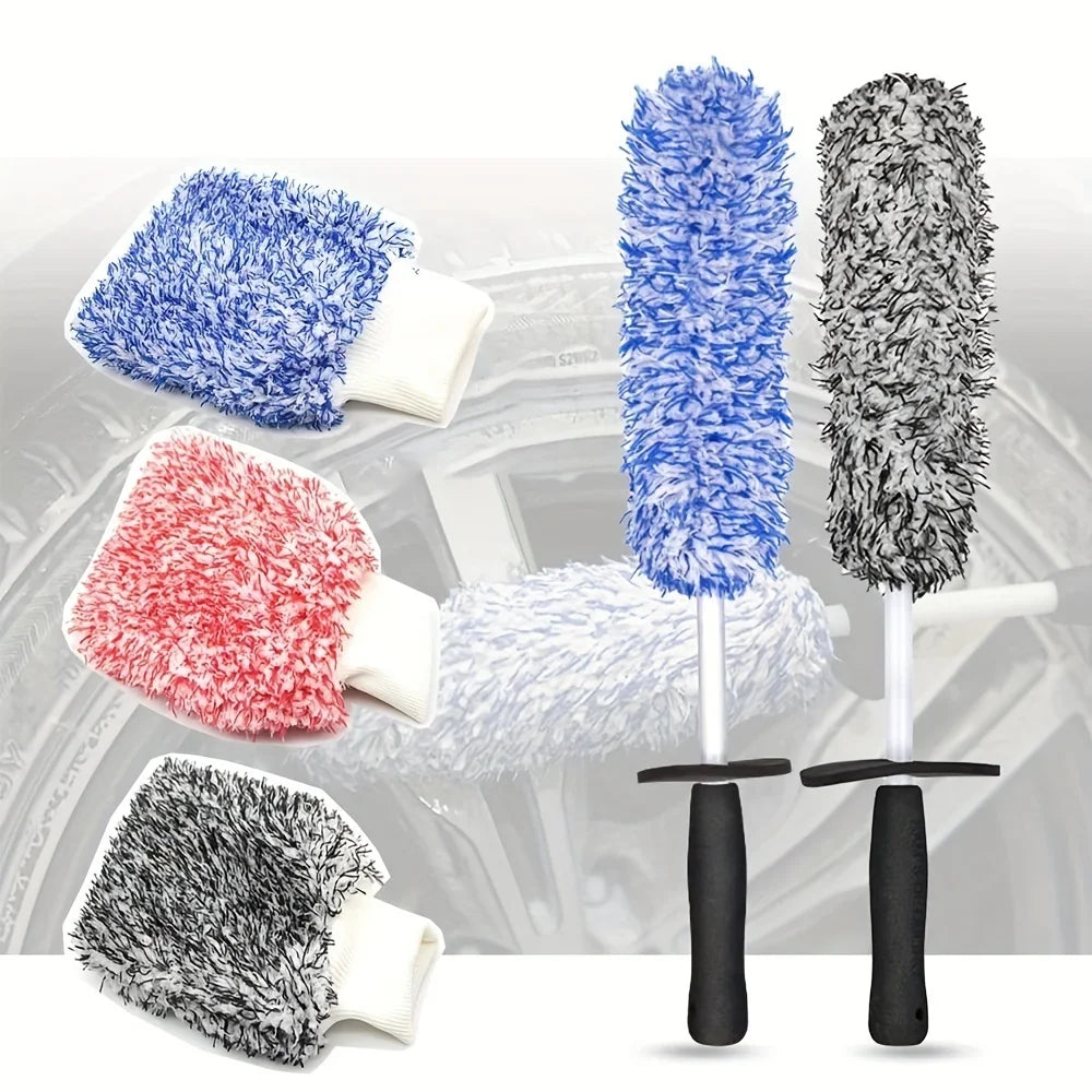 Microfiber Car Wheel Wash Brush – Non-Slip Soft Handle Car Wheel Wash Brush Qme