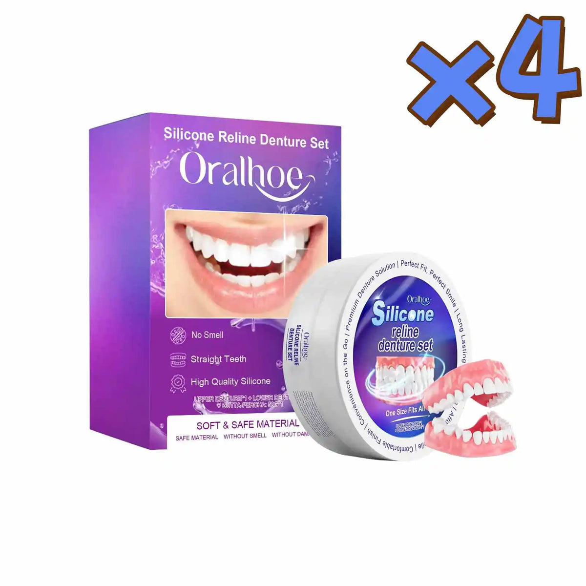 Oralhoe Silicone Temporary Denture Set – Natural Smile Kit Temporary Denture Set Qst 4set boxed