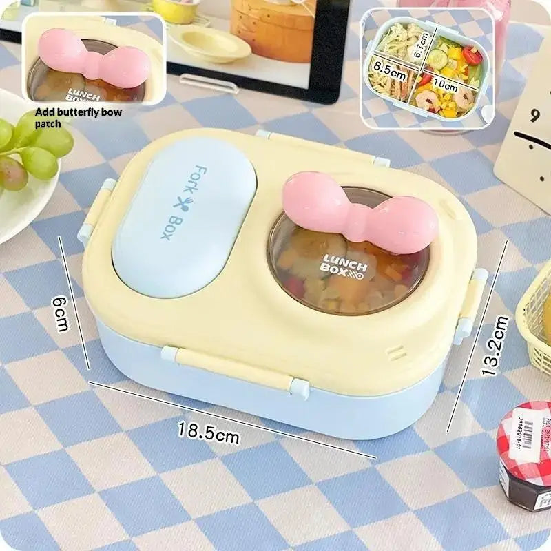 Cute Macaron Bento Box – Portable Lunch Container for Women Bento Lunch Box Qme Yellow with bow