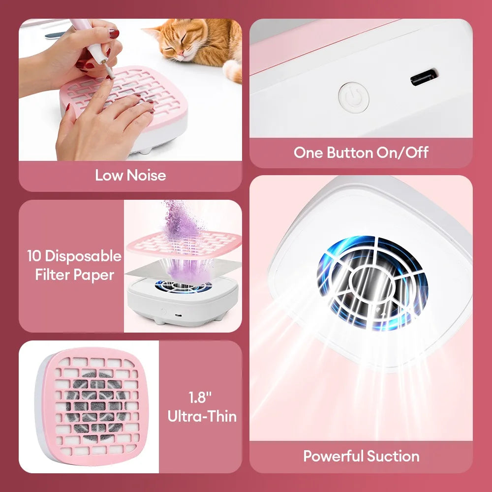 USB Mini Nail Dust Collector 3200RPM Portable Vacuum Fan Nail Dust Collector Qst