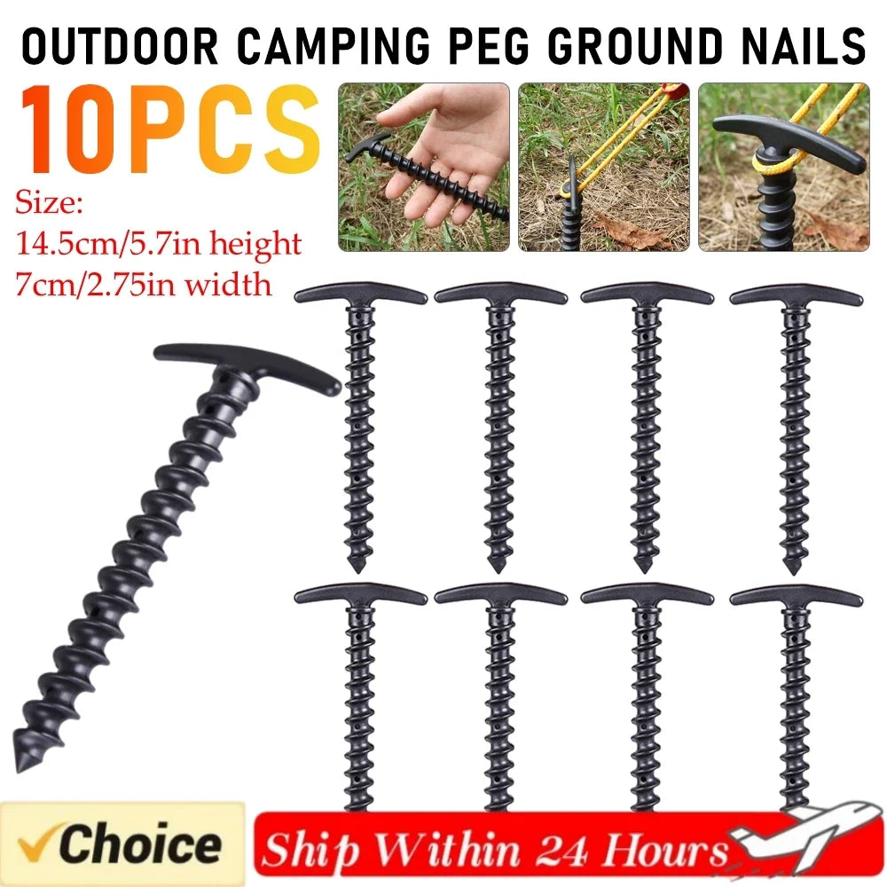 Tent Screw Anchor Ground Stakes 10 Pack – Windproof Pegs Tent Ground Stakes Qme