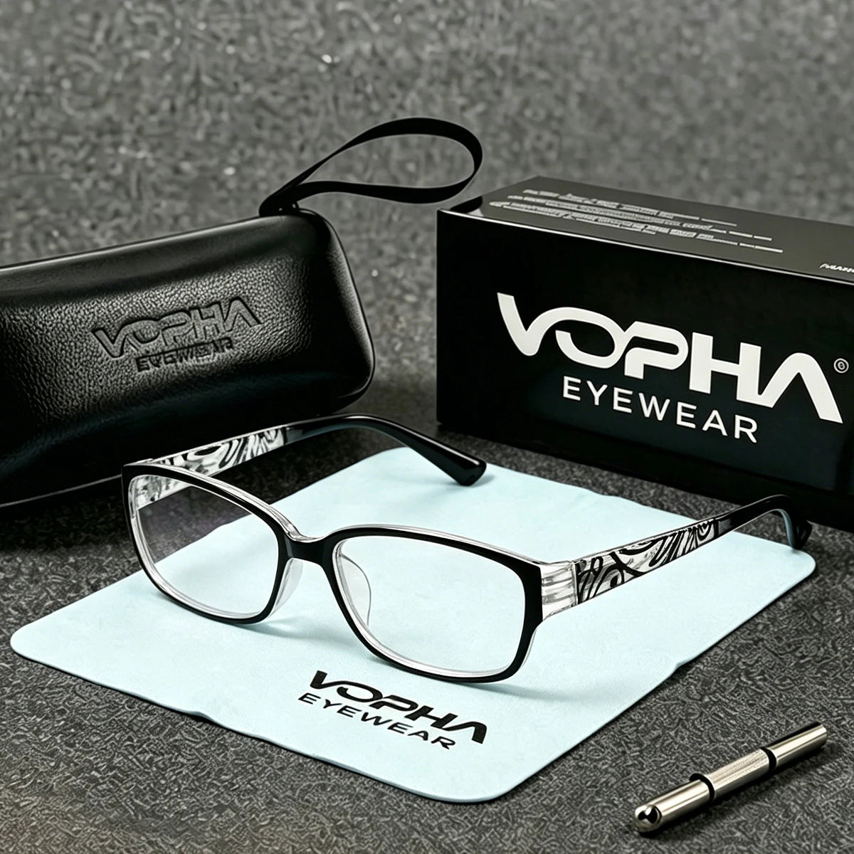 VOPHA L3 Anti-Blue Light Reading Glasses – Elegant Floral Reading Glasses Qst 100 1pc-Black