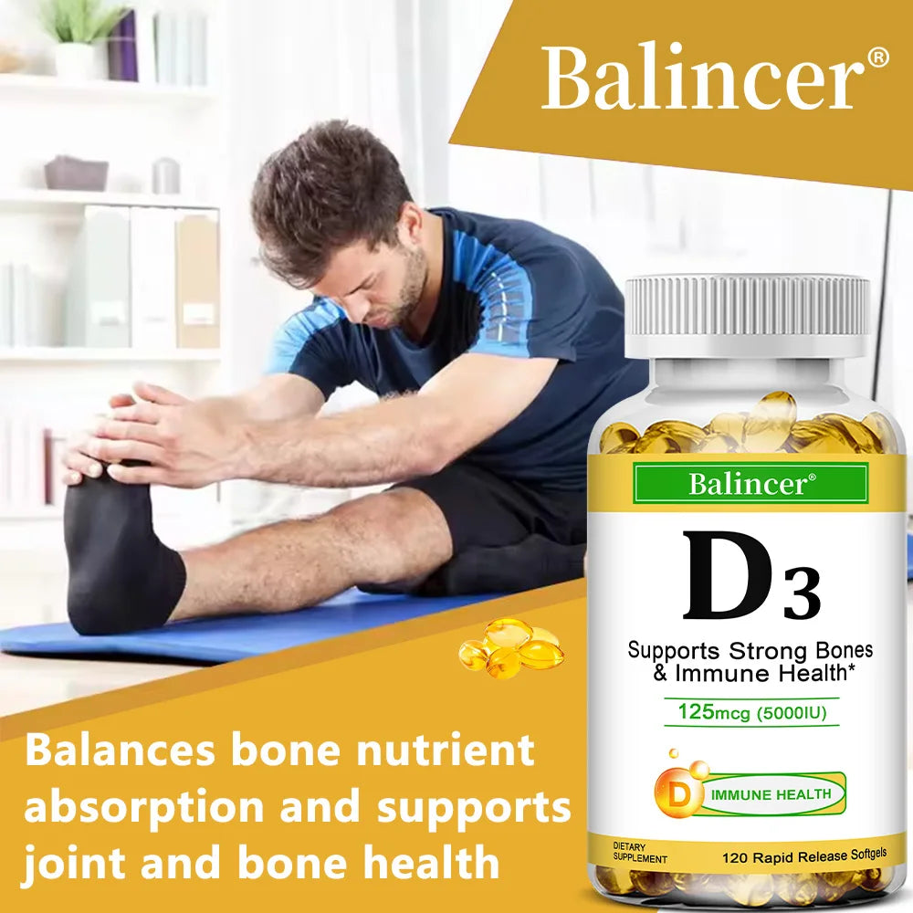 Vitamin D3 5000 IU – Gluten Free Non-GMO Bone & Immune Support Vitamin D Supplement Qst