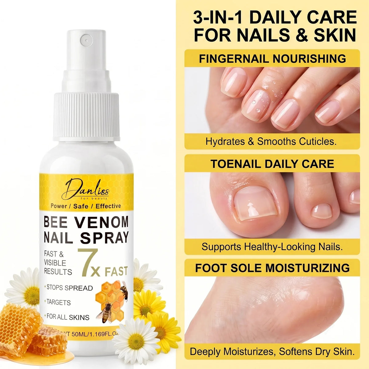 Bee Venom Nail Spray – Strengthen & Hydrate Nails Daily 50ml Nail Care Spray Qst