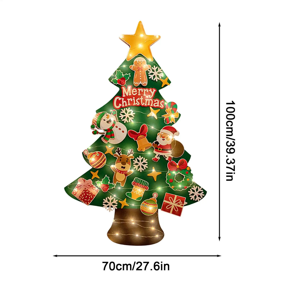 Felt Christmas Tree Wall Décor for Kids with 9.8ft LED Lights Christmas Wall Decoration Qme