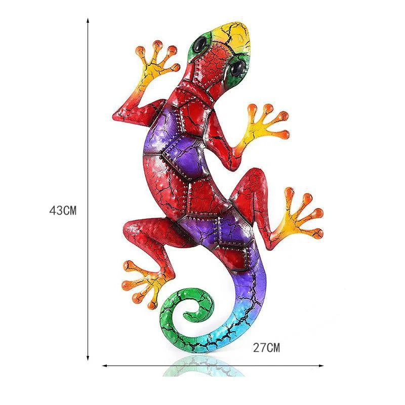 Metal Gecko Garden Wall Sculpture | Outdoor Yard Statue Decor Garden Wall Sculpture Qme