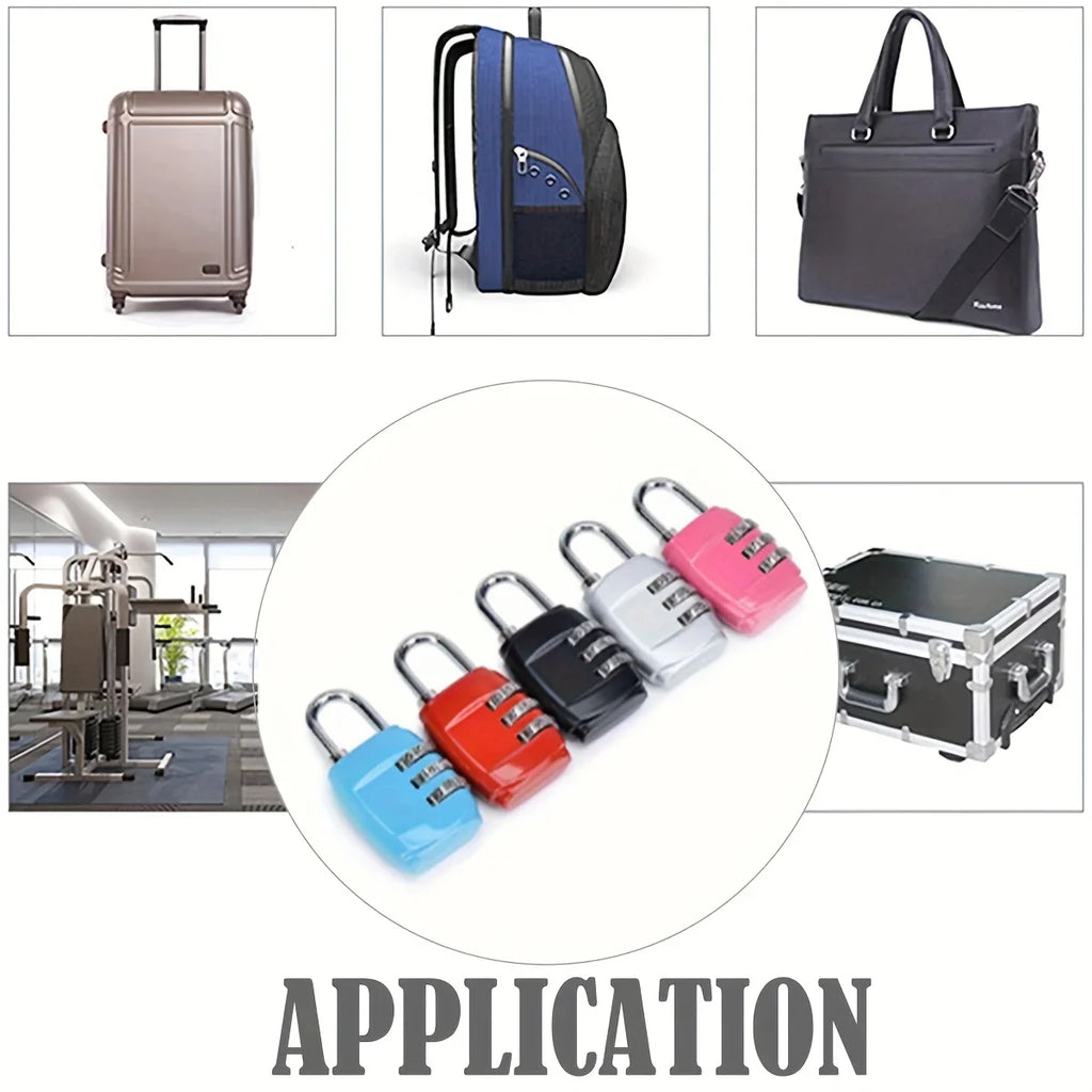 3-Digit Combination Padlock – Mini Code Lock for Luggage & Bags Combination Padlock Qme