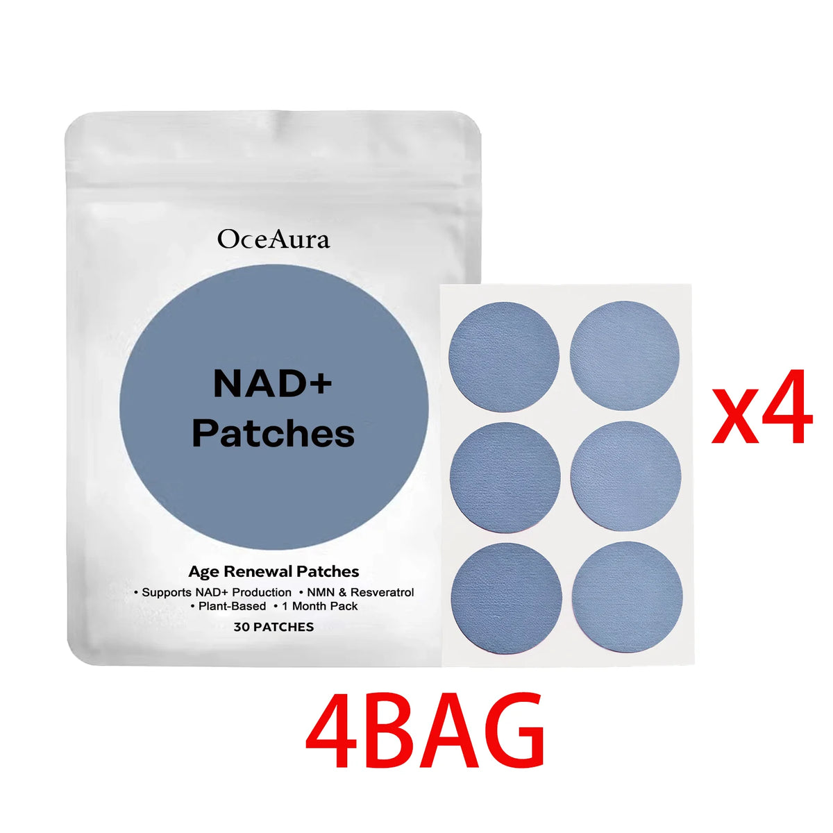 OceAura NAD+ Hydrating Skin Patches – Barrier Care, 30 Patches Skin Care Patch Qst 4 BAG