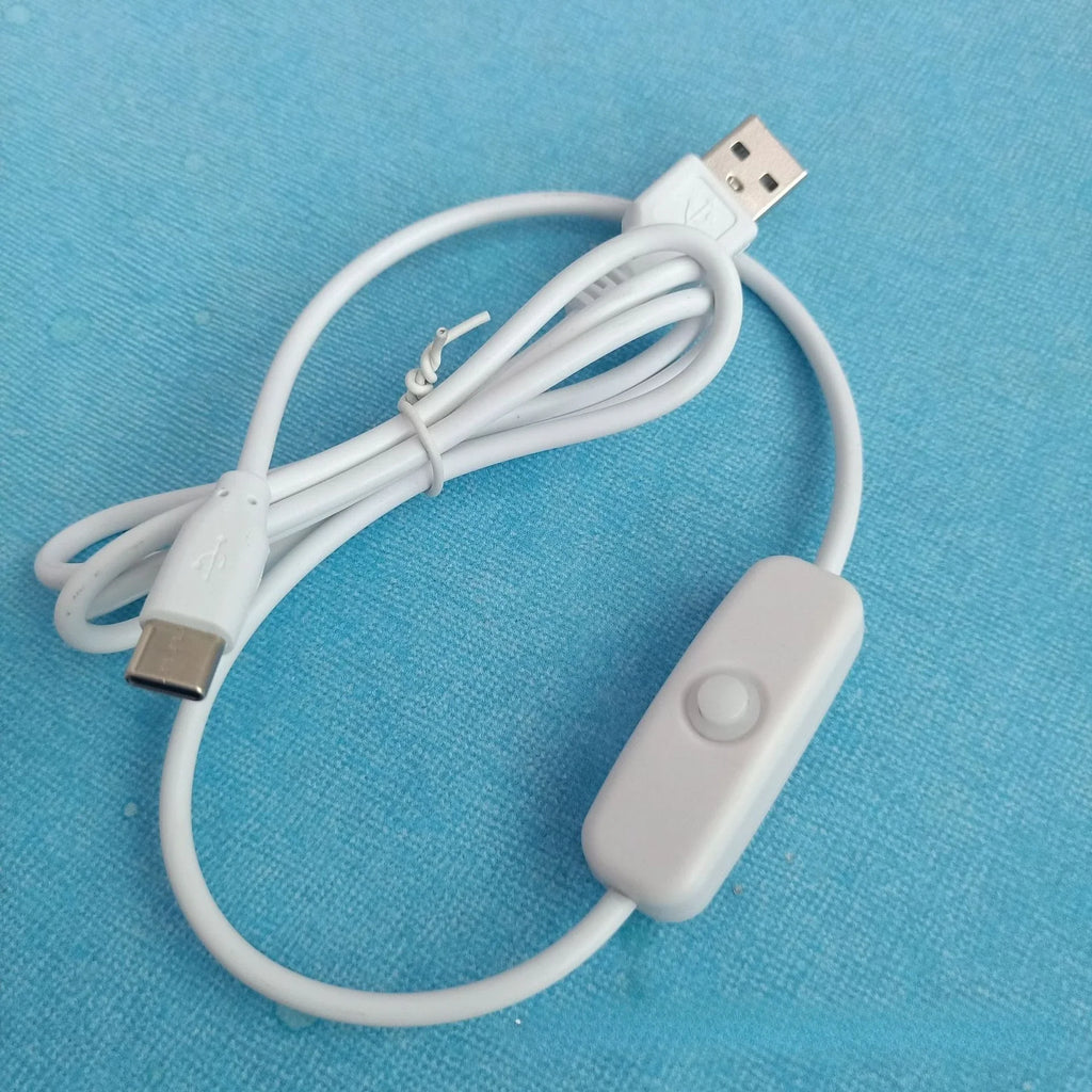 4-Pack Raspberry Pi 4 USB-C Power Switch Cable 5V 3A Power Switch Cable Qme White