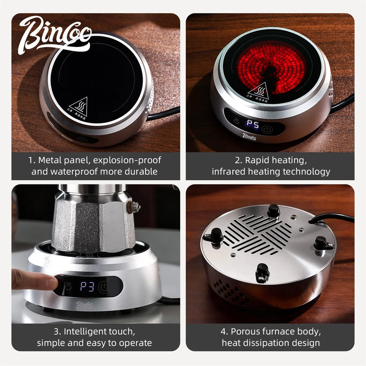 Bincoo 500W Mini Ceramic Electric Hot Plate for Moka Pot Electric Hot Plate Qst