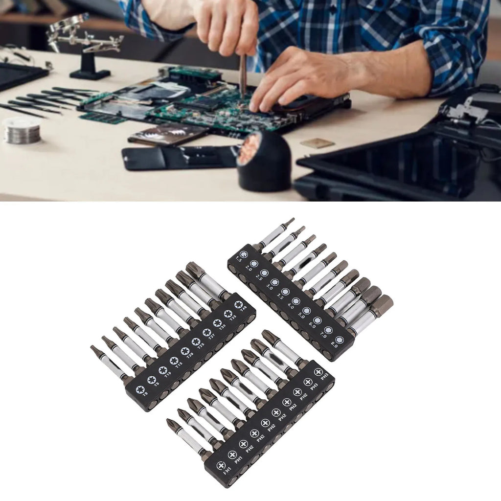 30-Pc Impact Screwdriver Bit Set | D2 Steel Magnetic Hex Shank Screwdriver Bit Set Qme