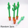 Cactus Shaped Gel Pen 0.5mm Blue Ink – Fun Desk Accessory Novelty Gel Pen Qme 3pcs
