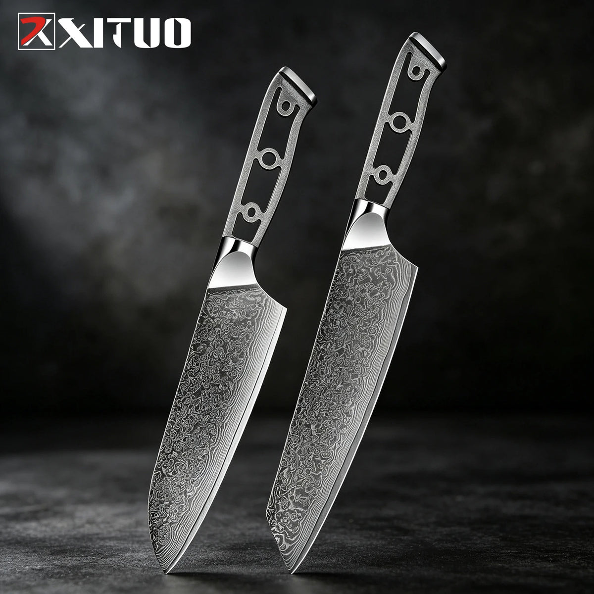 XITUO Damascus Steel Chef Knife Set 1-6 PCS – DIY Blank Blade Damascus Chef Knife Set Qst 2PCS Knife A