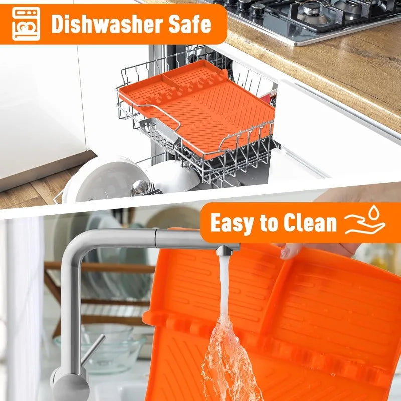 Silicone Grill Tool Holder Mat Side Shelf Drip Pad | BBQ Grill Accessory Mat Qme