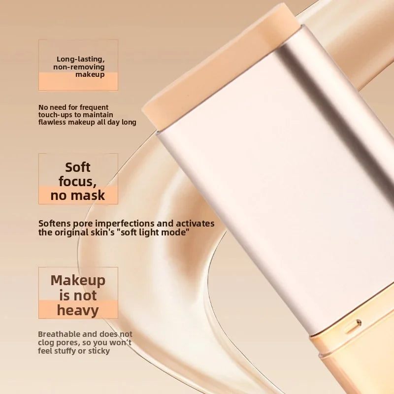 Qme One Swipe Lightweight Foundation Stick with Built-In Brush Foundation Stick Qme