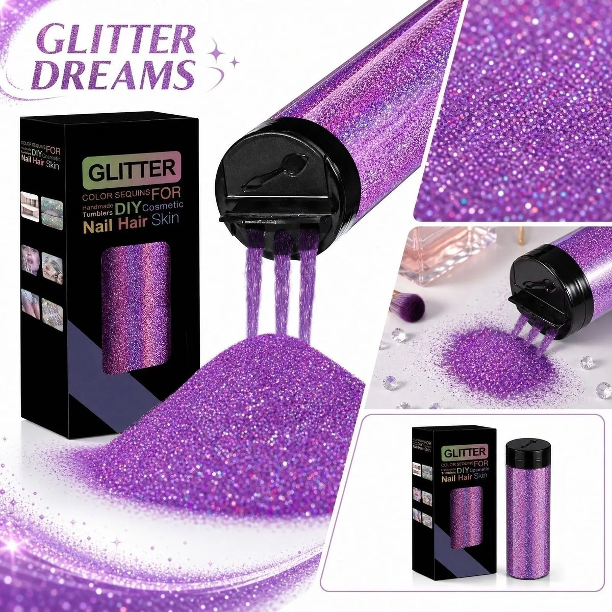 Fine Gold Foil Glitter Flakes – Body, Face, Nails & DIY Crafts Craft Glitter Flakes Qme Purple One Size