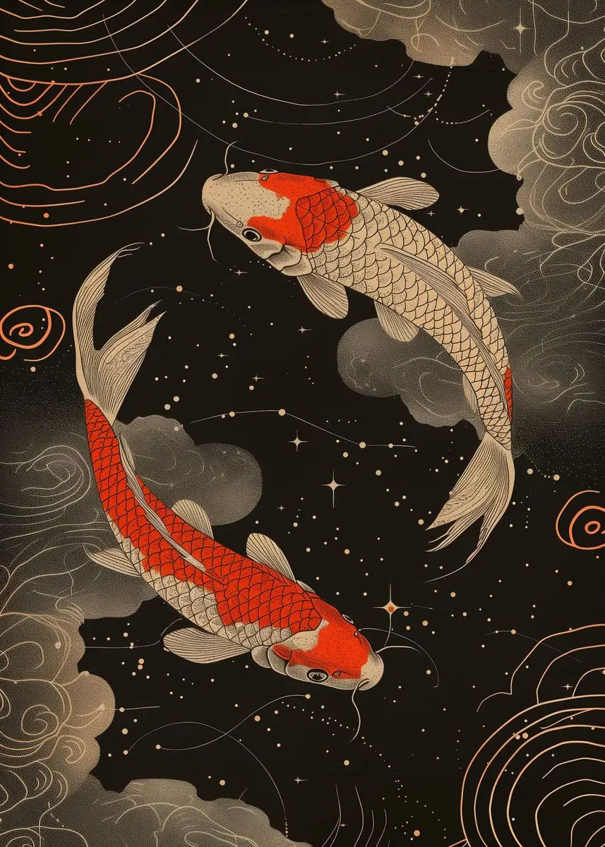 Japanese Koi Fish Canvas Wall Art – Colorful Carp Poster Print Canvas Wall Art Qst 8 40x50cm Unframed