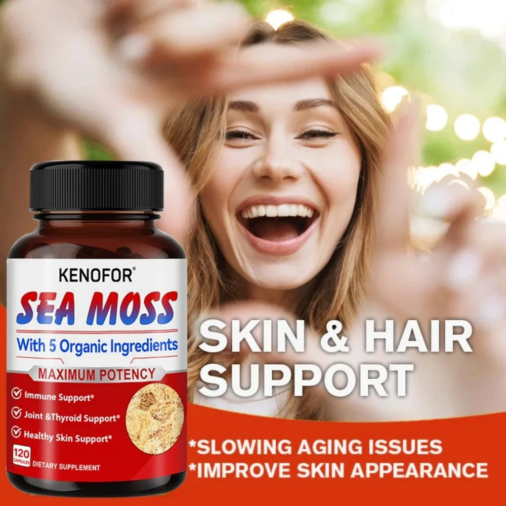 Organic Sea Moss Capsules – Skin, Gut & Immunity Support Sea Moss Supplement Qst