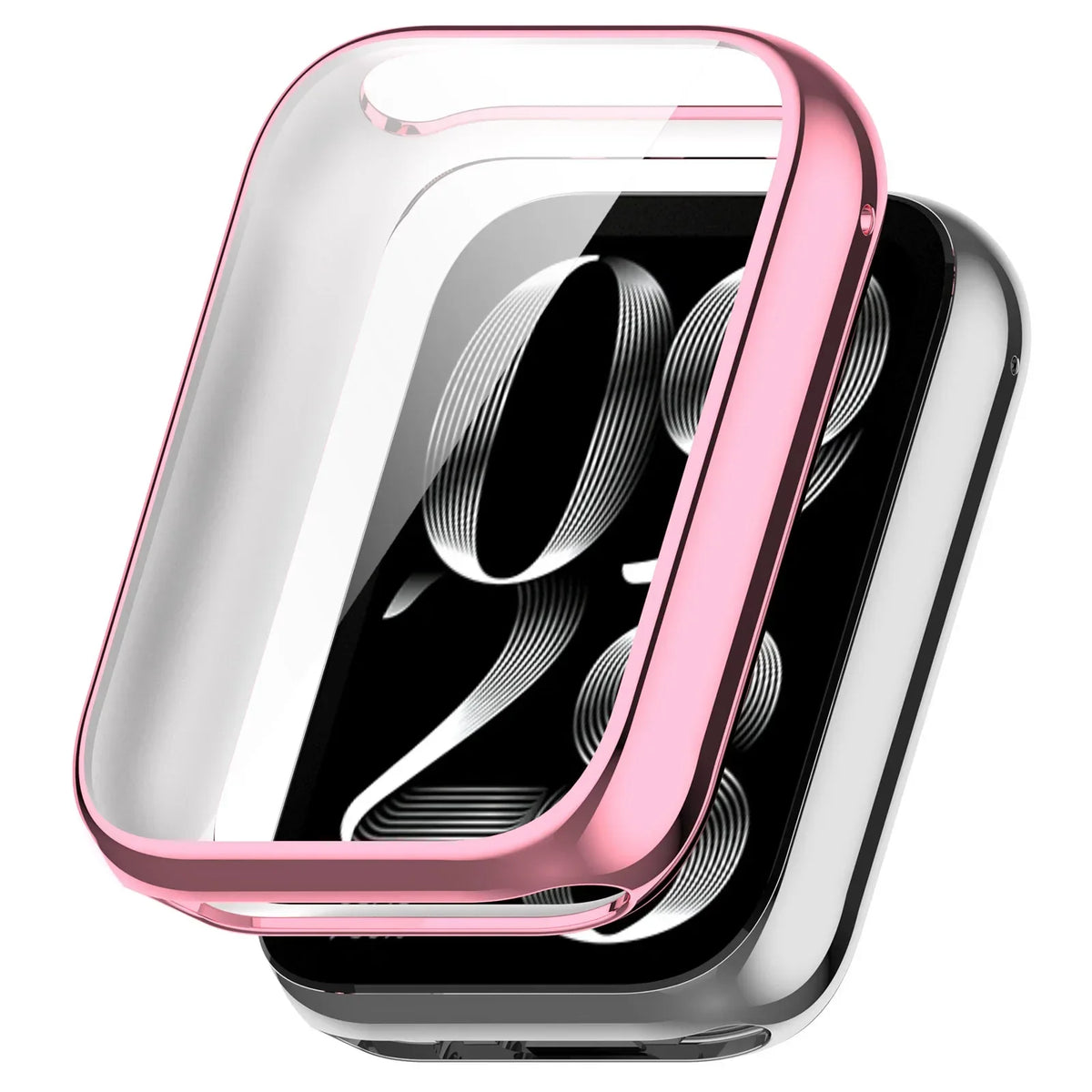 TPU Plating Case & Tempered Glass for Xiaomi Band 8 & 7 Smart Band Case Qme Pink For Mi Band 8Pro