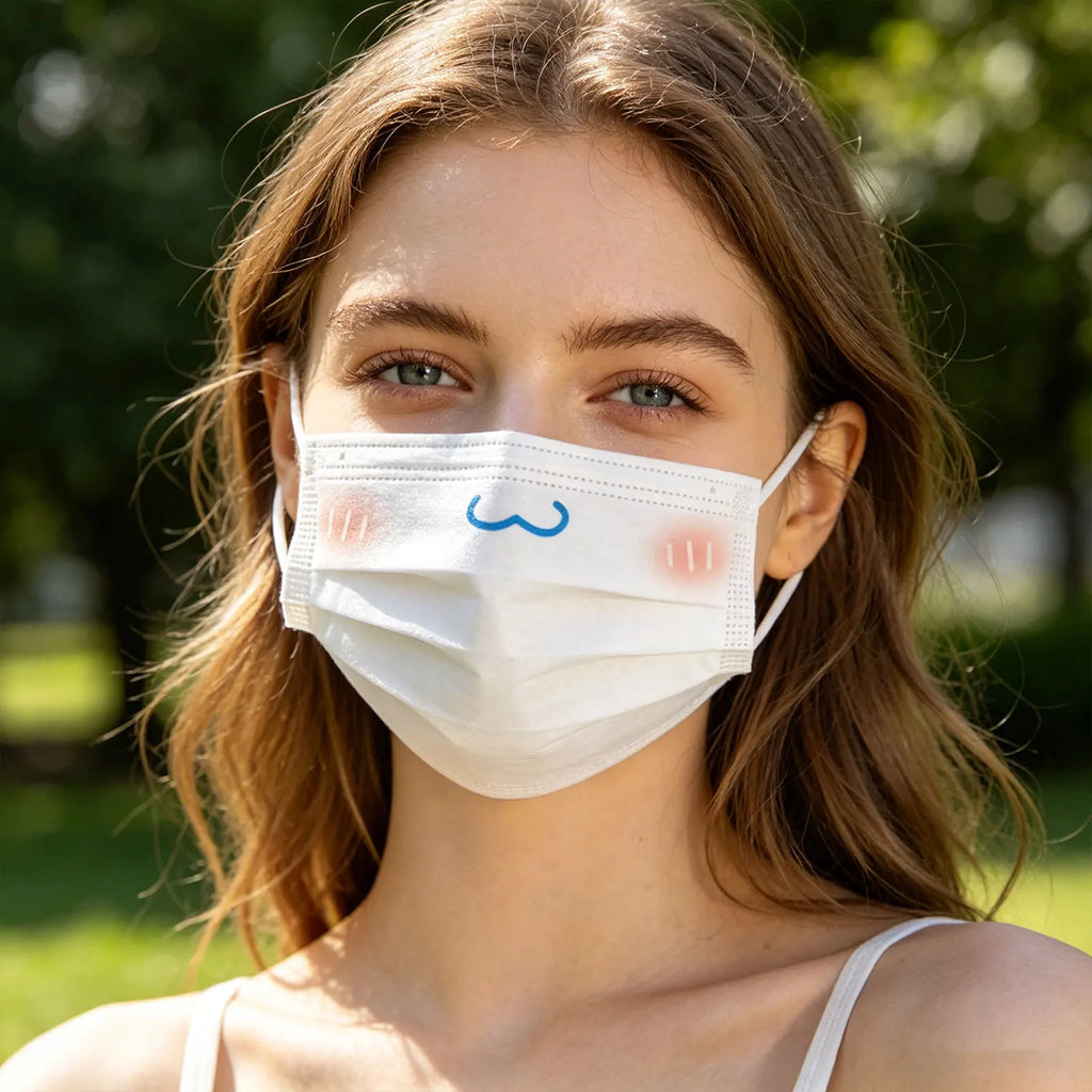 Cute Cartoon Disposable Face Masks – 3-Layer Breathable 10 Pack Disposable Face Mask Qme