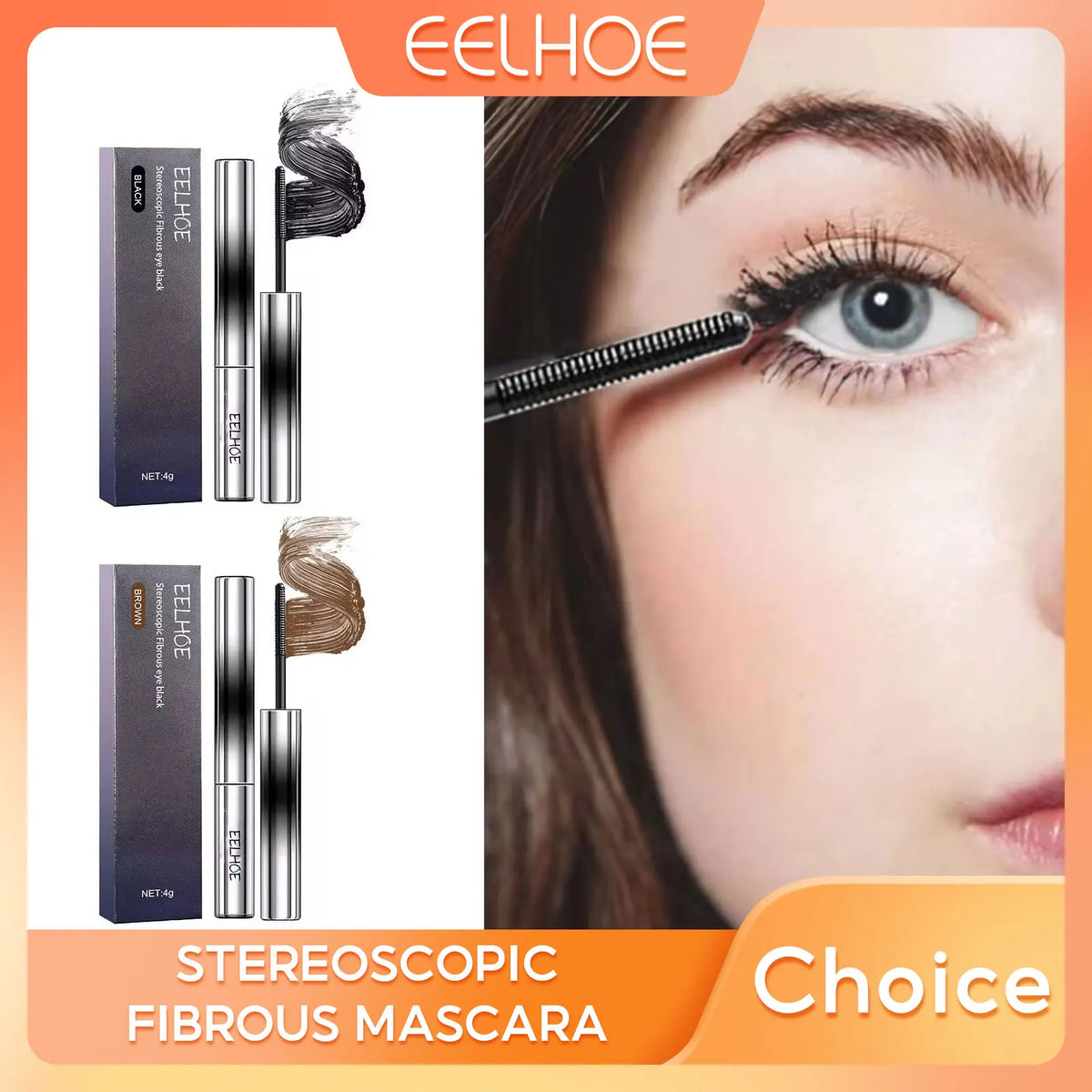 EELHOE Silk Fiber Mascara – Waterproof Lengthening Curling Lashes Fiber Mascara Qst