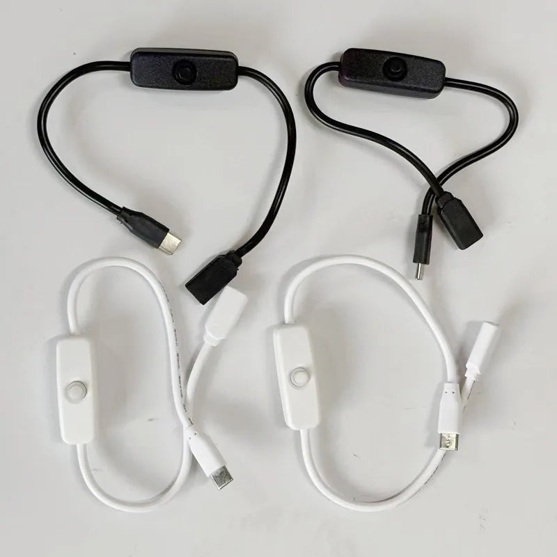 USB Type-C Power Cable with Inline Switch for Raspberry Pi 4 USB Switch Cable Qme