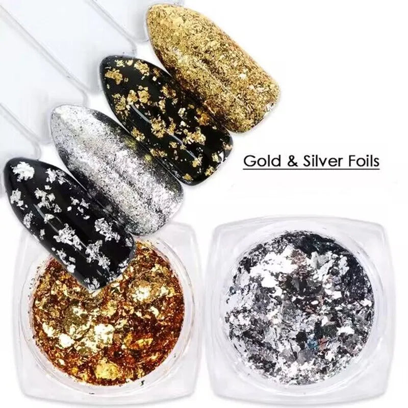 Gold Foil Flakes for Nail Art, DIY Crafts & Epoxy Resin Craft Foil Flakes Qme