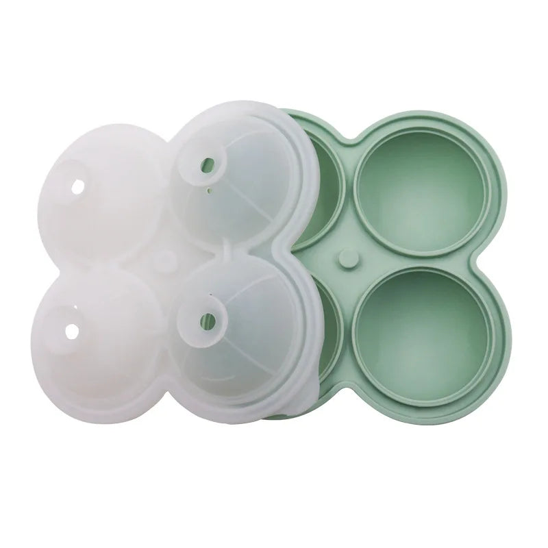Large Ice Hockey Silicone Ice Cube Molds Set of 4 | Easy Release Silicone Ice Cube Molds Qme green