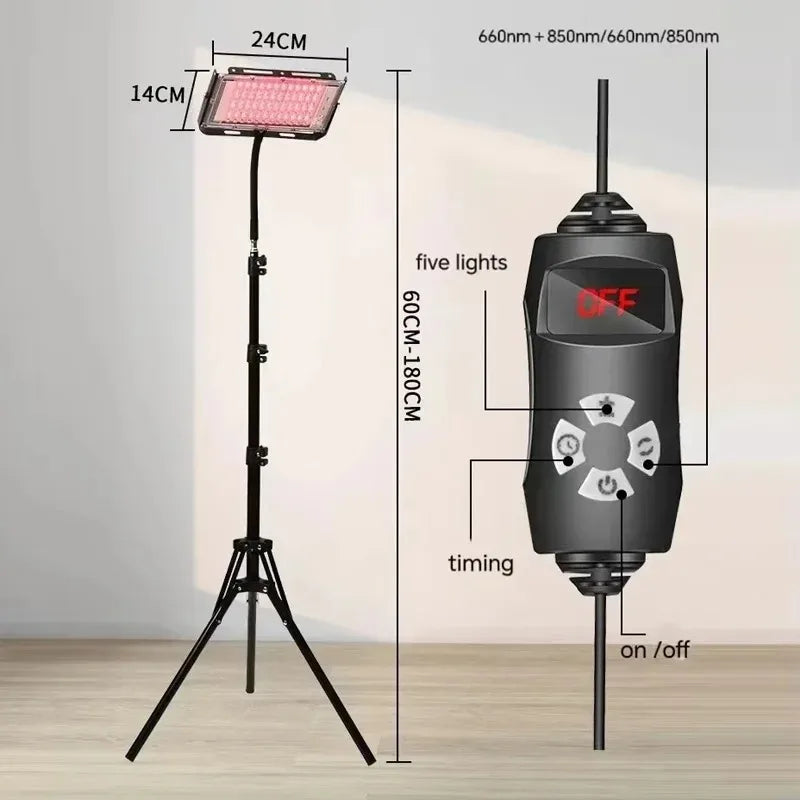 Red Light Therapy Lamp 660nm 850nm with Adjustable Stand | 96 LEDs Red Light Therapy Lamp Qst