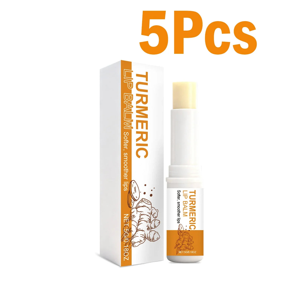 Turmeric Lip Balm – Moisturizing, Brightening & Smoothing Lip Balm Treatment Qme 5 x 5g Boxed