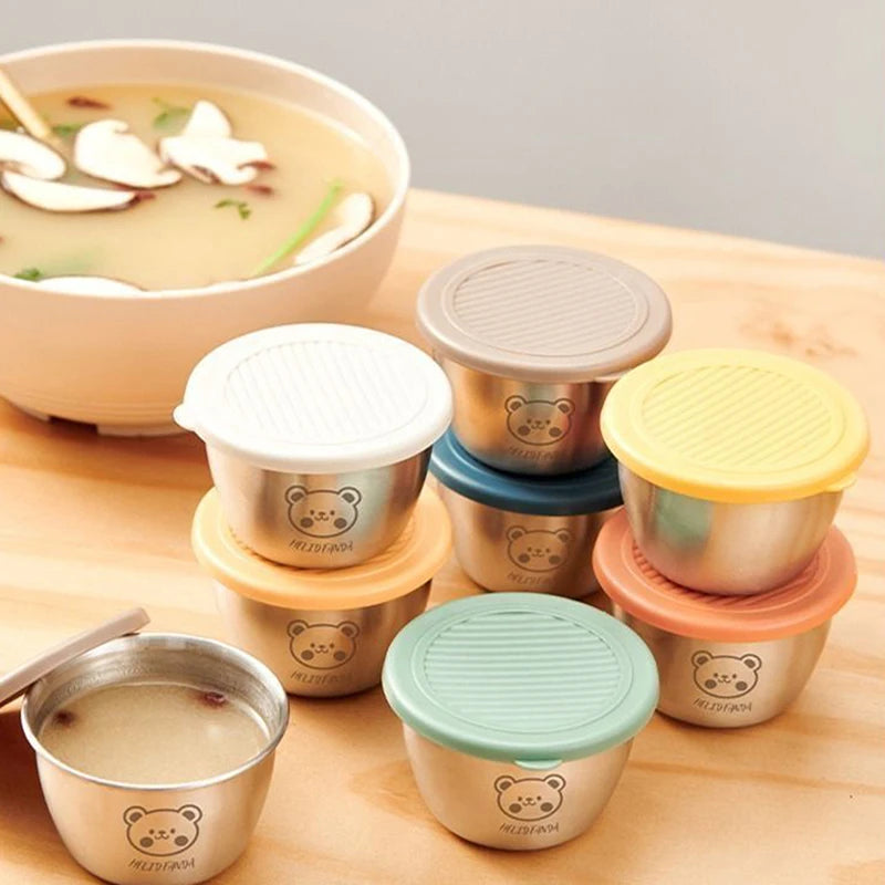 Stainless Steel Dipping Sauce Cup with Lid | BBQ Condiment Bowl Condiment Dipping Cup Qst
