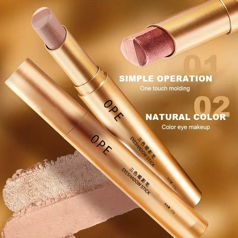 Three-Color Eyeshadow Stick | Long-Lasting, No Fallout Eyeshadow Stick Qme