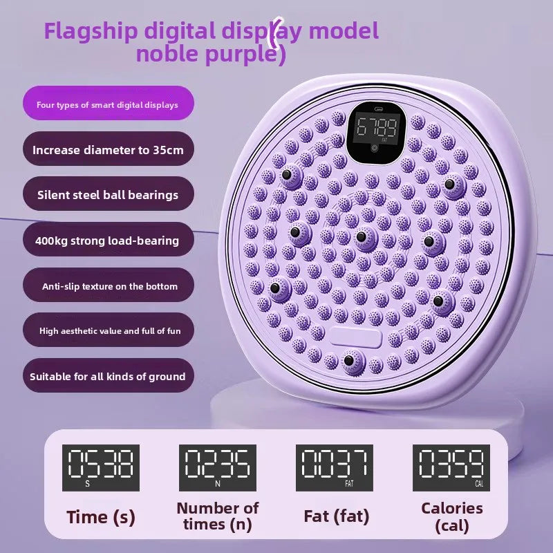 Magnetic Waist Twisting Disc with Foot Massage & Step Counter Waist Twisting Disc Qst Purple-Digital