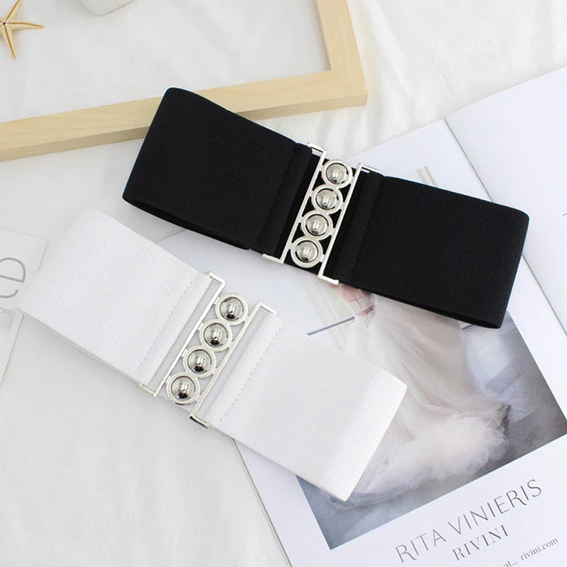 Women's Retro Elastic Wide Waistband Corset Belt | One Size Elastic Waistband Belt Qst