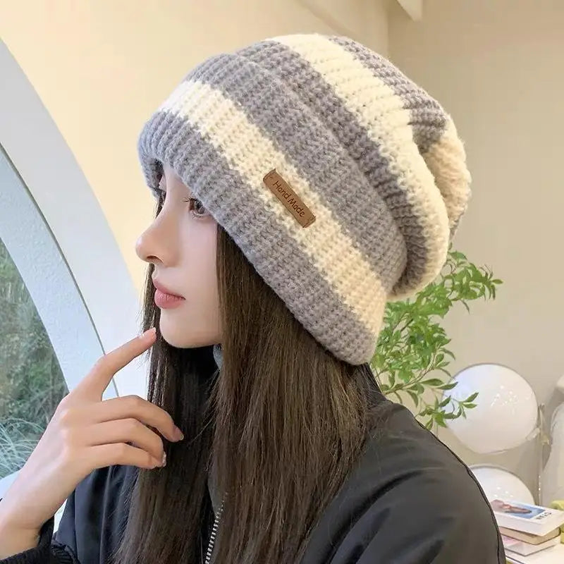 Women's Winter Plush Knit Beanie Hat with Ear Muffs Winter Knit Beanie Qst