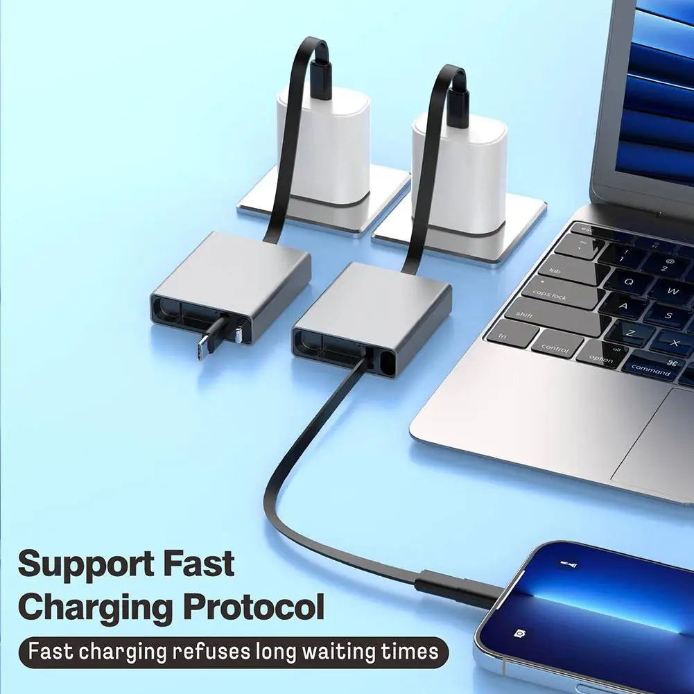 Telescopic USB-C Cable 66W PD Fast Charging – Retractable 4-in-1 USB-C Charging Cable Qme