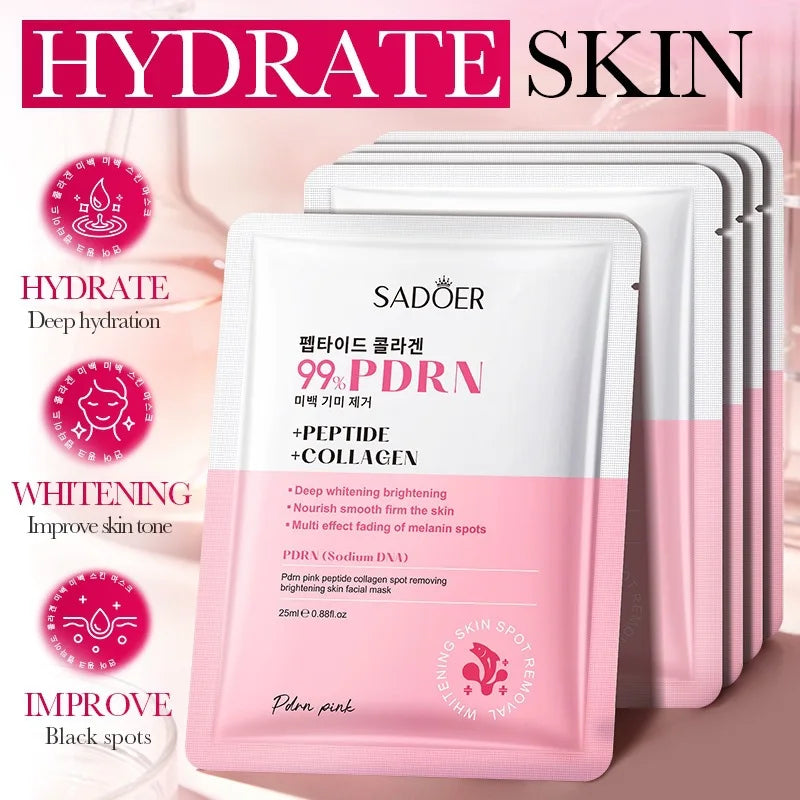 PDRN Collagen Face Mask – Moisturizing Glass Glow Skin Collagen Sheet Mask Qme