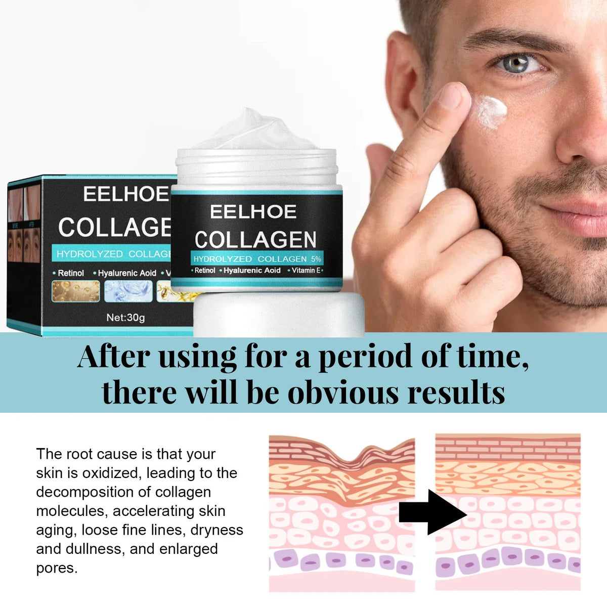 Men's Collagen Face Cream – Firming, Smoothing & Moisturizing Men's Face Cream Qme