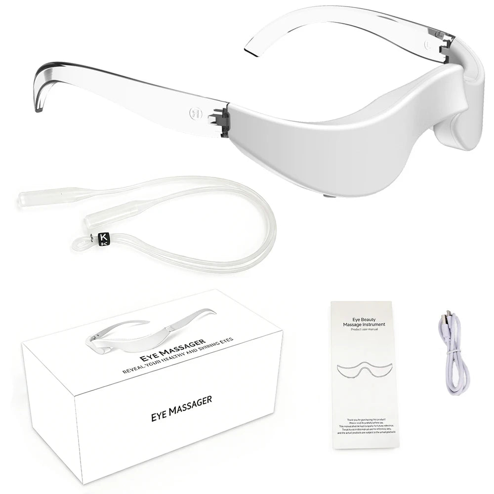 3D EMS Eye Massager Glasses – Red Light Eye Care Device Eye Massager Device Qst WHITE