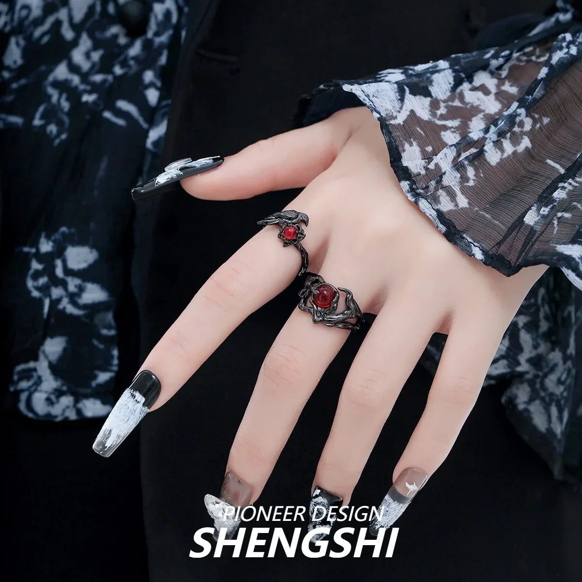 Retro Crow Ring – Unisex Gothic Adjustable Dark Metal Band Gothic Adjustable Ring Qme
