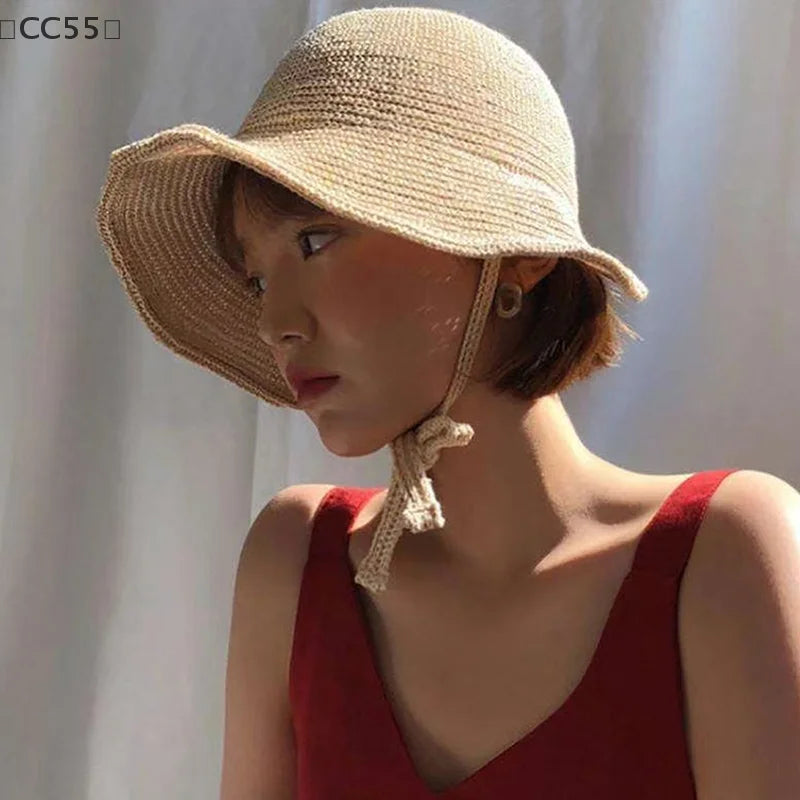 Women's Wide Brim Straw Linen Sun Hat – Bow Beach Cloche Wide Brim Sun Hat Qst
